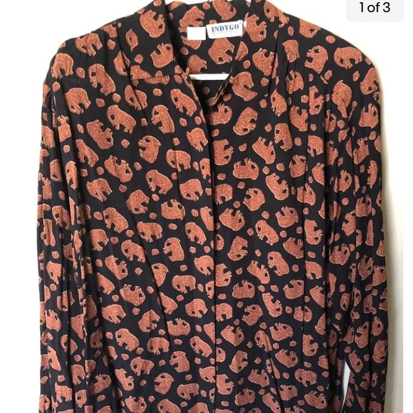Indygo Kenra Tops - Vintage INDYGO Kenar Rayon Blouse  ELEPHANTS  Size S